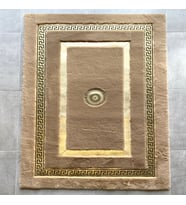 Karamel Rengi Gold Varaklı Versace Model Peluş Halı