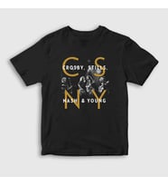 Presmono Unisex Çocuk Siyah Crosby Stills Nash And Young T-Shirt 463918tt
