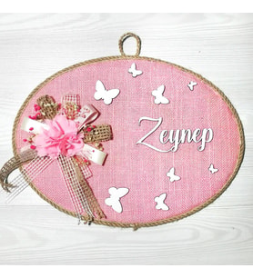 Lora Davet Kız Bebek kapı süsü, Hastane kapı süsü, Duvar süsü (1 Adet) Pembe - 36207