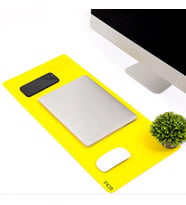 IMP-019 PU Deri Mousepad Çift Taraflı Masa Matı 80x30 Kaymaz Su Geçirmez (Sarı-Lacivert)