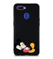 Oppo A12 Soft Premier Kapak Mickey Mouse-F Tasarımlı Silikon Kılıf - Siyah (Şeffaf)