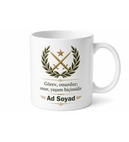 İsme Özel Teğmen Yazılı Kupa Bardak Hediye Askeri Özel Tasarım