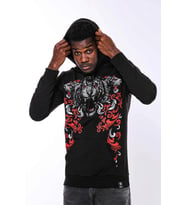 Siyah Kapşonlu Baskılı Sweatshirt - Wessi