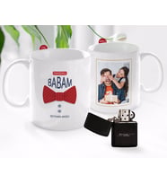BK Gift Kişiye Özel Babalar Günü Hediyesi Fotoğraflı Kupa Bardak ve Benzinli Çakmak Seti-83 (Model 1)
