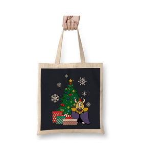 King Asgore Around The Christmas Tree Undertale Beyaz Bez Çanta Uzun Saplı Alışveriş Çantası