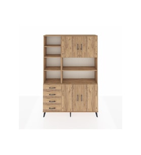 Arges Gardrop 9 Raflı 4 Çekmeceli 4 Kapaklı 132x30x195 Çam-Çam