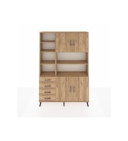 Arges Gardrop 9 Raflı 4 Çekmeceli 4 Kapaklı 132x30x195 Çam-Çam
