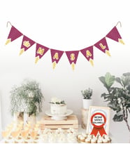Kişiye Özel 6 Ay Kınası İsimli Yazılı Banner Doğum Günü Süsü Flama Bayrakları (Mor)