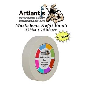 Maskeleme Bandı Kağıt Bant 19 mm 25 Metre 6 Adet Boya Bantı Maskeleme Kağıt Bant Duvar Yağlı Boya Badana