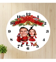 Karikatürlü Sevgili Noel Anne Baba Yılbaşı Duvar Saati