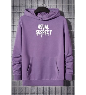 Unisex Usual Suspect Sırt Baskılı Sweatshirt (Lila)
