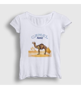 Presmono Kadın Beyaz Mirage Band Camel T-Shirt 352422tt