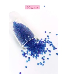 Dökme Cam Kum Boncuk (8/0) 3 mm - 20 Gram - Şeffaf Koyu Mavi - BNC161