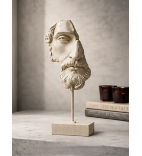 Yarım Yüz Zeus Heykeli Ev Dekoru Büstleri Büyük Boy Heykel 35 CM