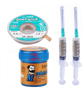 Krem Lehim Solder Paste 138 C 42g 3in1 Arada Flux Lehim Toplama Cp-3515 Lehim Emme Teli 3,5 Mm