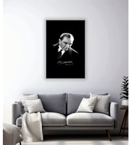 Siyah Beyaz Atatürk Temalı Cam Tablo