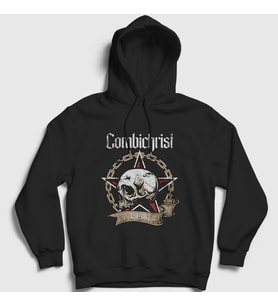 Presmono Unisex Siyah Skull Combichrist Kapüşonlu Sweatshirt 440203tt