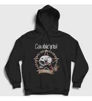 Presmono Unisex Siyah Skull Combichrist Kapüşonlu Sweatshirt 440203tt