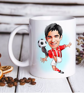 BK Gift Kişiye Özel Türkiye Milli Takım Formalı Futbolcu Karikatürlü Beyaz Kupa Bardak-1