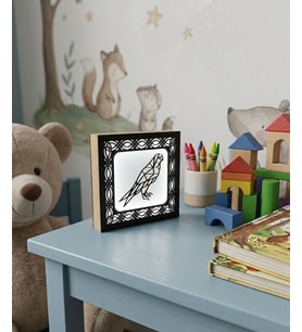 Geometrik Kuş Tasarımlı Dekoratif Led Işıklı Ahşap Gece Lambası