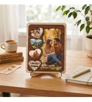 Hediyematik , Sevgiliye Özel , Kalp Detaylı Ahşap Fotoğraf Çerçevesi - Seni Çok Seviyorum Tasarımlı Masaüstü Çerçeve 21x26 cm