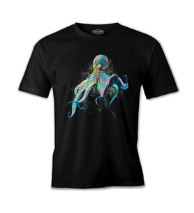 Colorful Octopus Siyah Erkek Tshirt