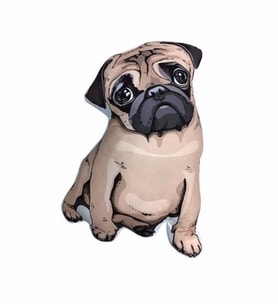dukkandesign PUG Köpek Yastık 3 Boyutlu