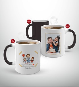 BK Gift Kişiye Özel Babalar Günü Hediyesi Fotoğraflı Sihirli Kupa Bardak-52 (Beyaz)