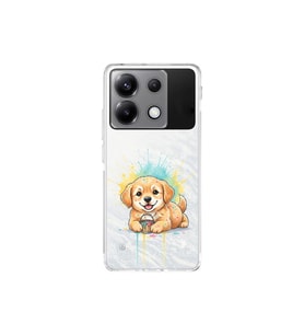 Poco X6 ile Uyumlu Splash Köpek Tasarımlı Şeffaf Silikon Kılıf