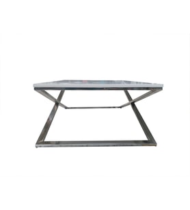 Orta Sehpa X 13658 Çapraz Model Metal Nikelaj Ayak Parlak Beyaz Tabla El Yapım