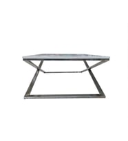 Orta Sehpa X 13658 Çapraz Model Metal Nikelaj Ayak Parlak Beyaz Tabla El Yapım