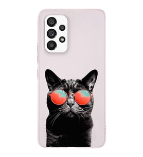 PrintiFy Samsung Galaxy A23 ile Uyumlu 1mm Slim Fit Kedi 3 050d Baskılı Şeffaf  Kılıf