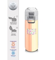 Coral High Kız Çocuk 500 ml Okul ve Günlük Paslanmaz Çelik Termos - Sarı Turuncu Renkli Çizgili - Sızdırmaz