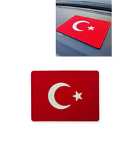 Türk Bayrak'lı Araç İçi Torpido Kaymaz Ped  Oto Telefon Tutucu Kaydırmaz Torpido Üstü Ped (Kırmızı)