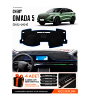 e-biz CHERY OMADA 5 (2022-2024) Uyumlu Torpido Koruma, Torpido Örtüsü, Torpido Kılıfı - Siyah-Mavi - CY003