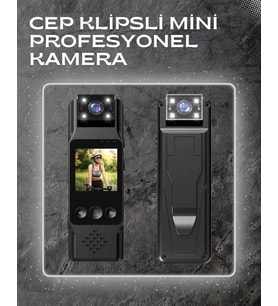 WiFi Destekli Mini Kamera – 180° Dönebilen Lens, 1080P Video, TFT Ekranlı