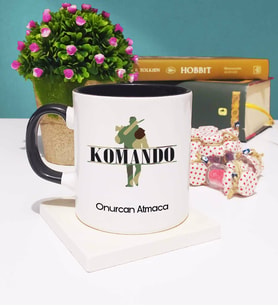Komando Tasarımlı Kişiye Özel Hediye Komando Kupa Bardak Siyah