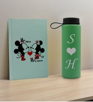 BK Gift Sevgiliye Özel İsimli Su Yeşili Defter ve Yeşil Cam Matara Hediye Seti-5, Sevgiliye Hediye, Sevgililer Günü, Yeni İş Hediyesi