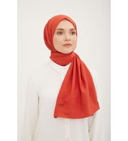 Armine Çizgi Desen Pamuksu Dokulu Jazz Şal Narçiçeği (Nar Çiçeği)
