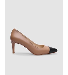 %100 Hakiki Deri Vizon - Siyah Kadın Stiletto