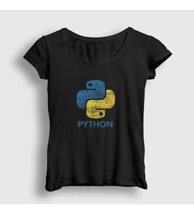 Presmono Kadın Siyah Logo V2 Python Developer Yazılımcı T-Shirt 336563tt