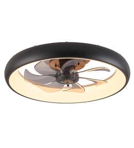 Siyah Ø50cm LED Fanlı 4000K Gün Işığı Modern Plafonyer Avize