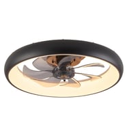 Siyah Ø50cm LED Fanlı 4000K Gün Işığı Modern Plafonyer Avize