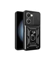 Newface Vivo Y18 Kılıf Pars Lens Yüzüklü Silikon - Siyah