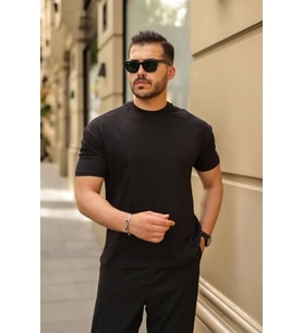 Erkek Kolları Dar Kesim Rahat Kalıp Basic Tişört