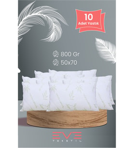 Eve 10 Adet Bamboo Kılıflı Silikon Elyaf Yastık 50cm x 70 cm  800 gr