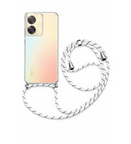 Realme C55 Boyun Askılı Şeffaf Silikon Kılıf Beyaz