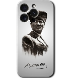 İphone 15 Pro Max Kılıf HD Desen Baskılı Kılıf - Mustafa Kemal Atatürk