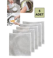 Premium Çelik Tel Çift Katlı Bulaşık Bezi 5’li Set – Zor Kirle Mücadele, Mutfak & Banyo İçin