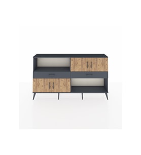 Arges Konsol 3 Raflı 2 Çekmeceli 4 Kapaklı 176x30x99 Antrasit-Çam/Antrasit